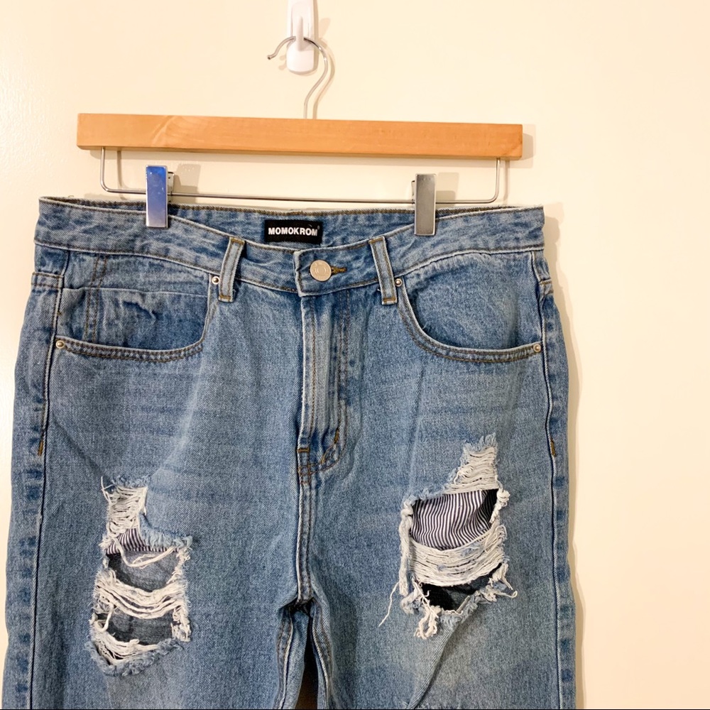 Momokrom Distressed High Waisted Jeans UK 12/US 8